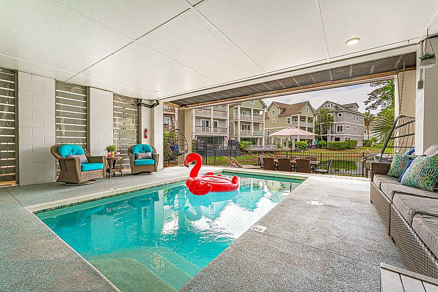Heated private pool under the house
